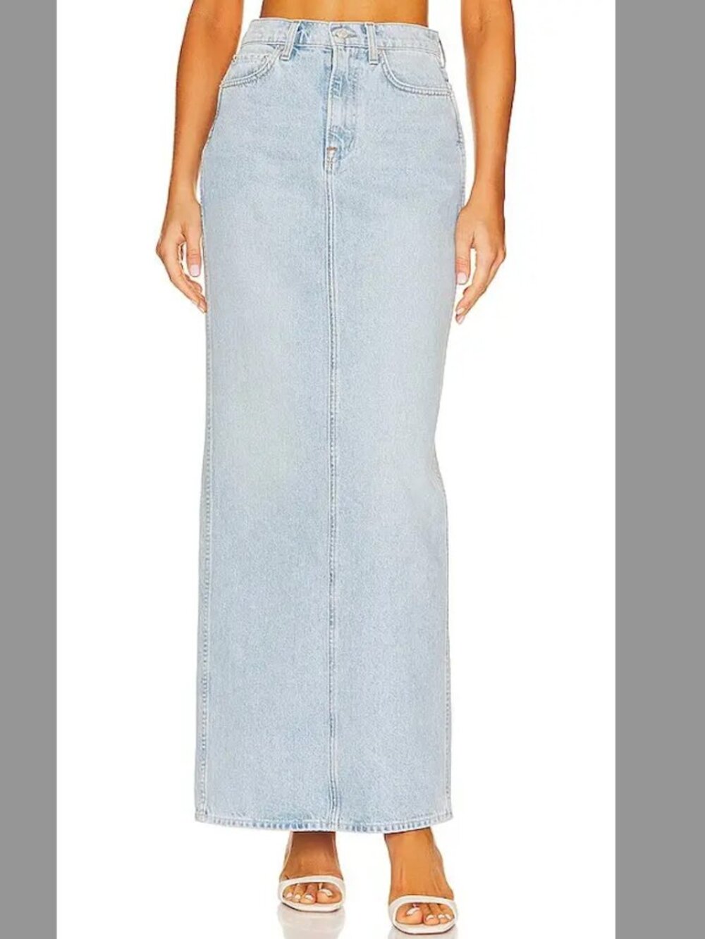 GRLFRND Denim Pencil Skirt With Back Slit in Size 26